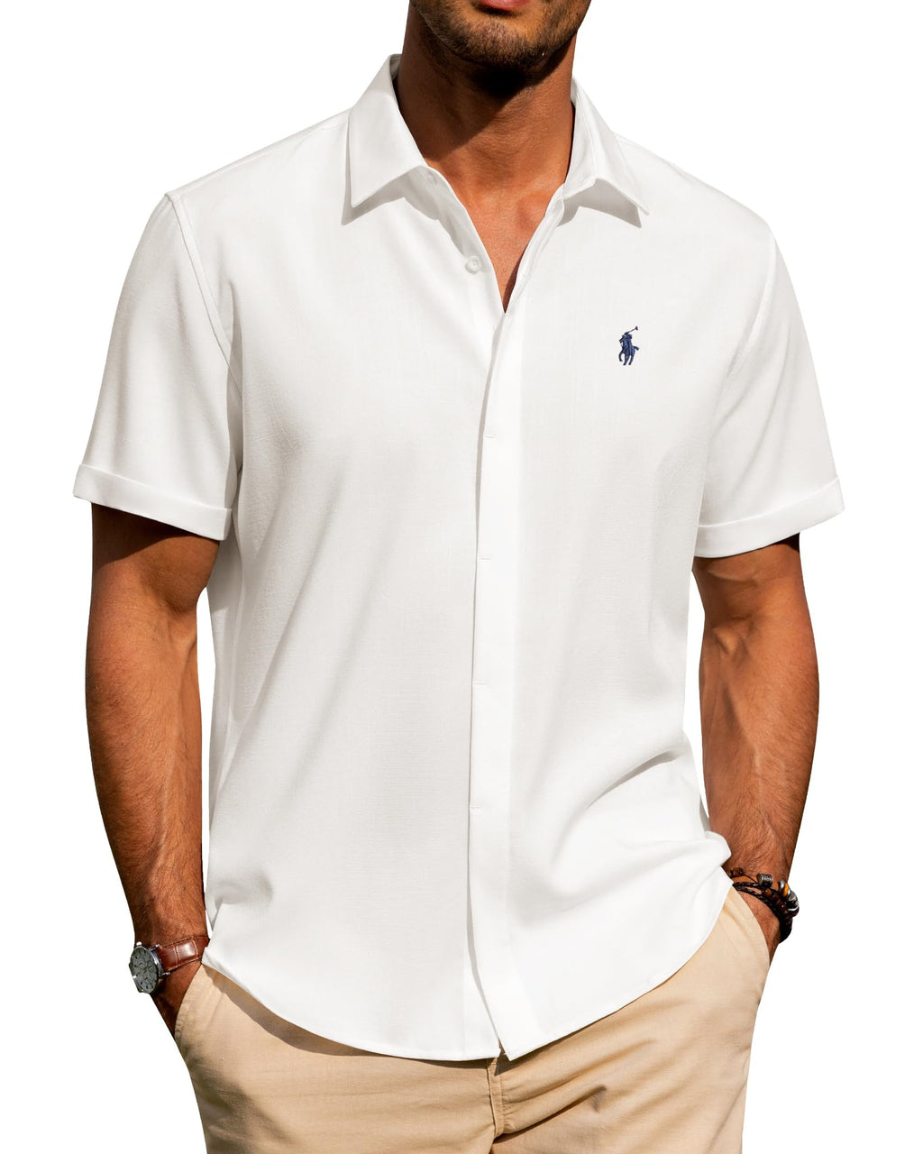 Men's Casual Cotton and Linen Shirt
