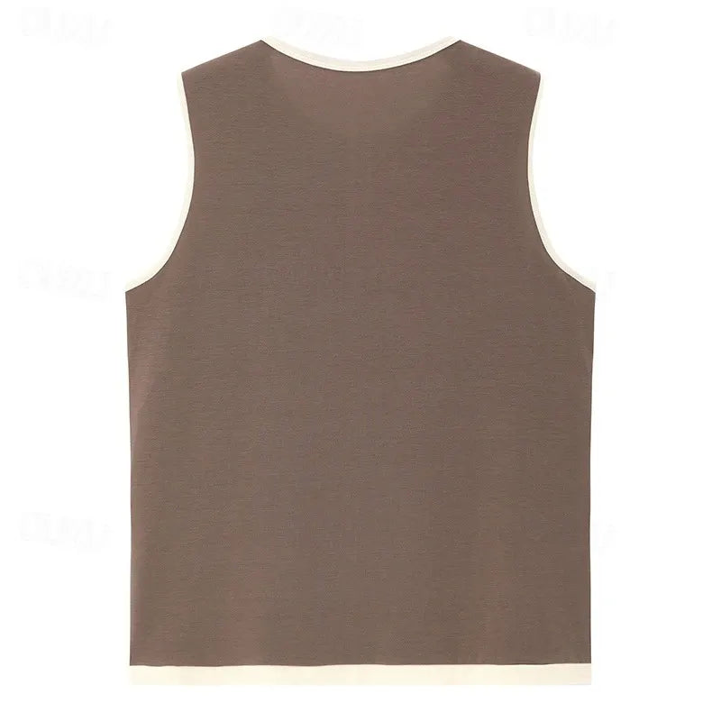 Men's Tank Top Vest Top Undershirt Sleeveless Shirt Sleeveless Henley Summer Plain