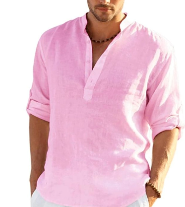 Men's hiking Henley T-shirt, outdoor quick-dry, lightweight, sweat-wicking, breathable