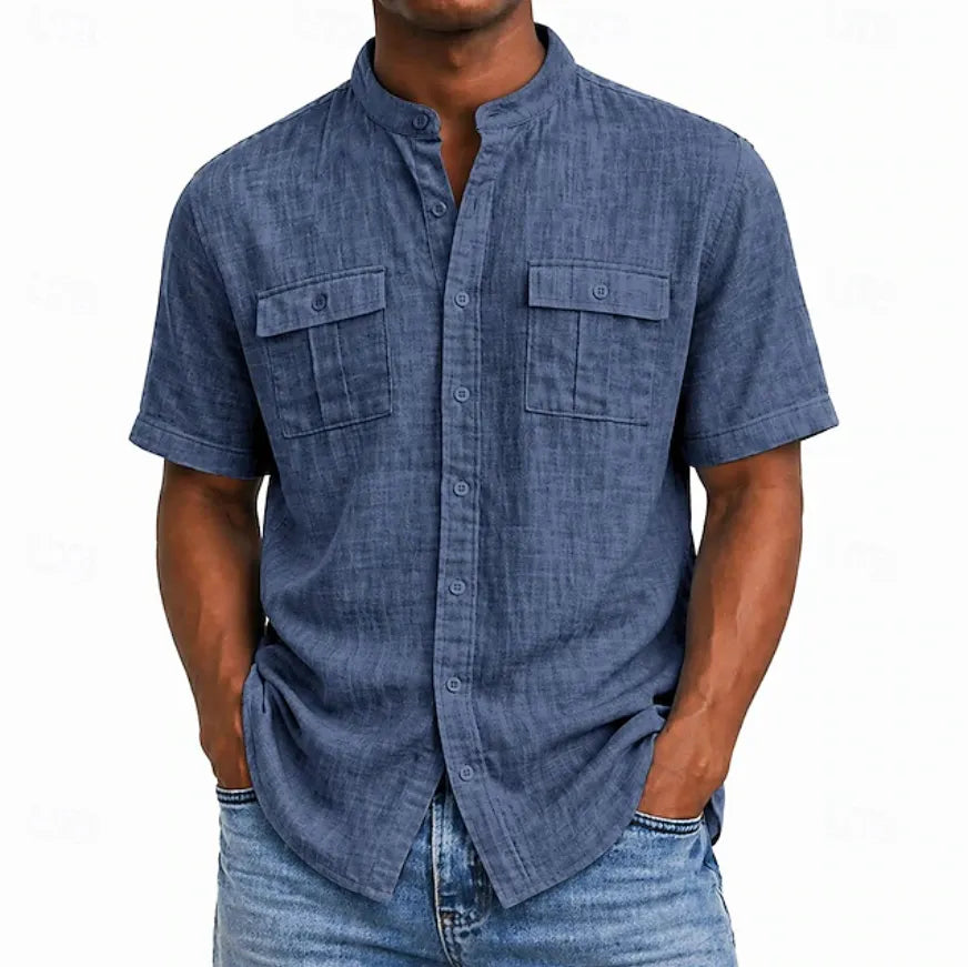 Men's Shirt Linen Shirt Summer Shirt Beach Wear Button Up Shirt Solid