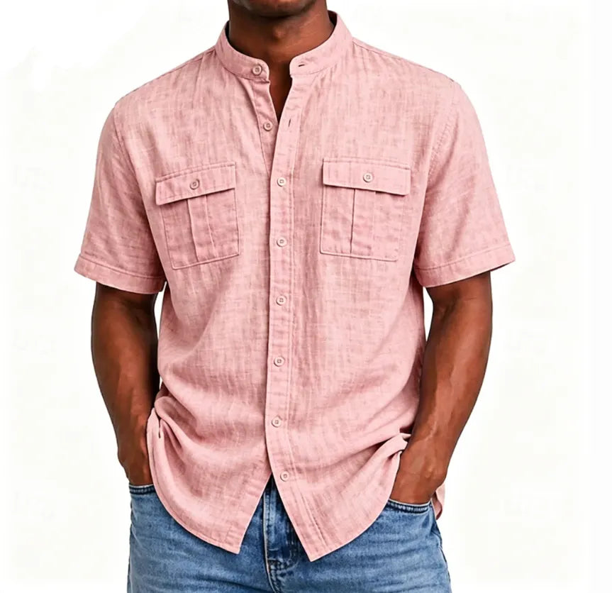 Men's Shirt Linen Shirt Summer Shirt Beach Wear Button Up Shirt Solid