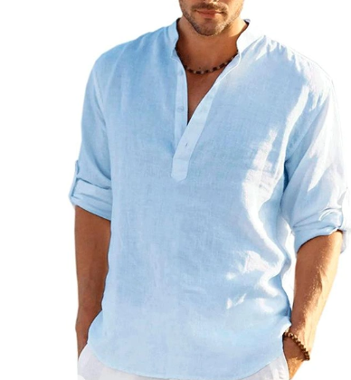 Men's hiking Henley T-shirt, outdoor quick-dry, lightweight, sweat-wicking, breathable