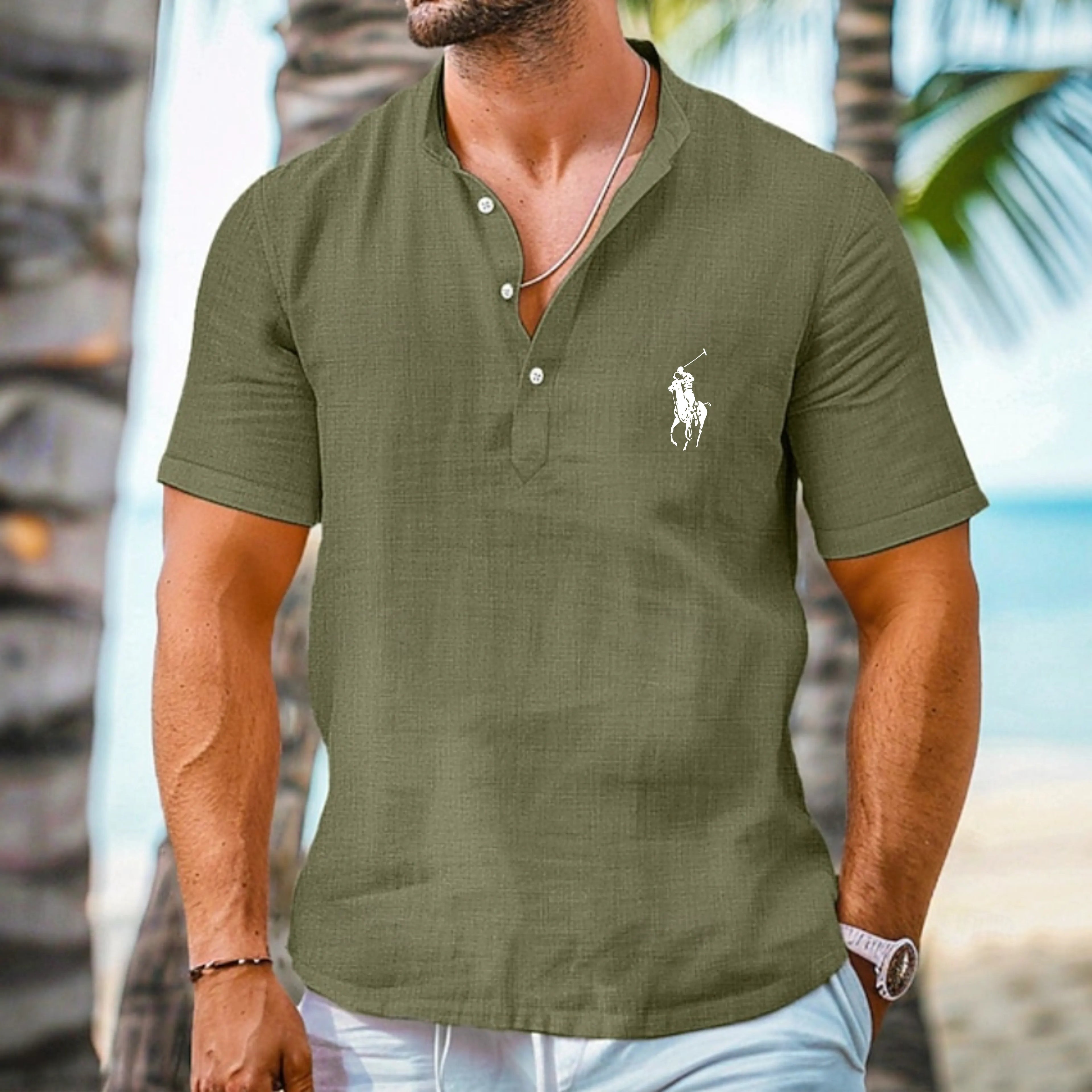 Men's Shirt Linen Shirt Popover Shirt Summer Shirt