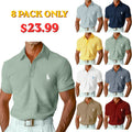 Men's Waffle Polo Shirts Textured Casual Holiday Lapel Ribbed Polo Collar Short