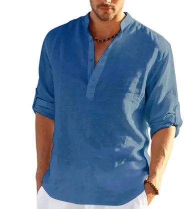 Men's hiking Henley T-shirt, outdoor quick-dry, lightweight, sweat-wicking, breathable