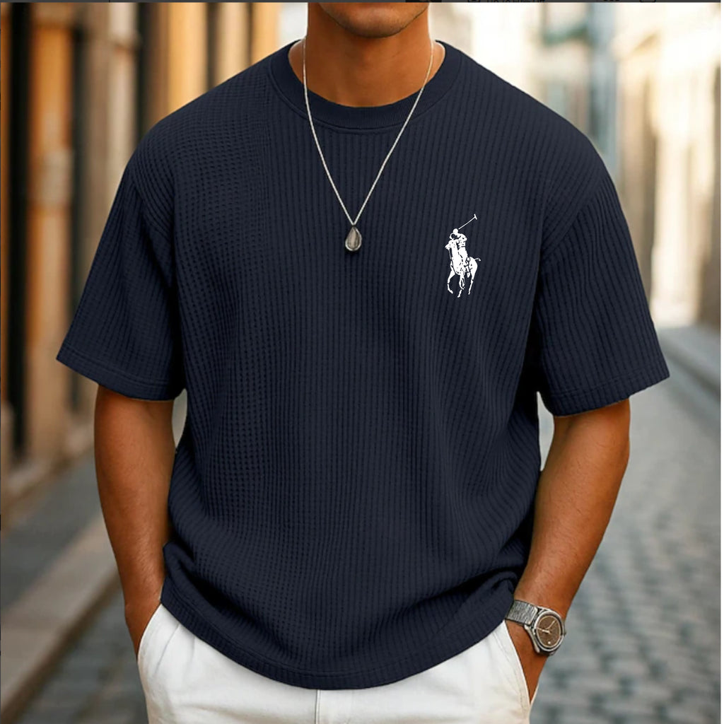 Men's Waffle T-shirt Tee Top Short Sleeve Crew Neck Summer
