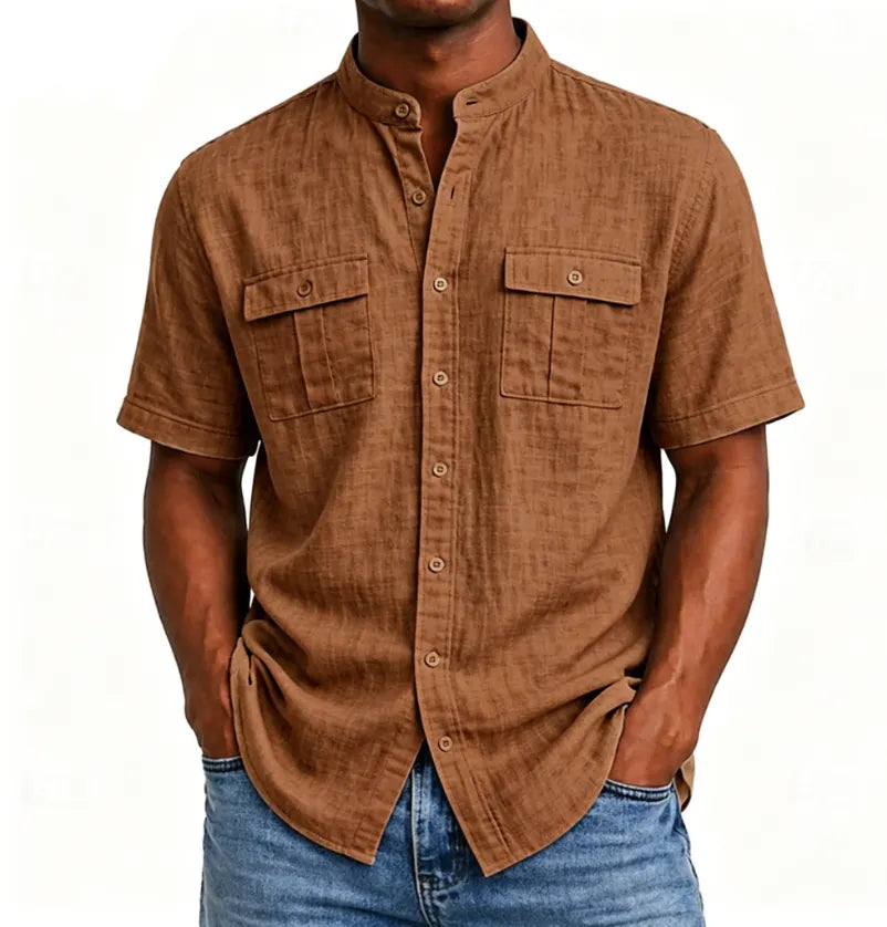 Men's Shirt Linen Shirt Summer Shirt Beach Wear Button Up Shirt Solid