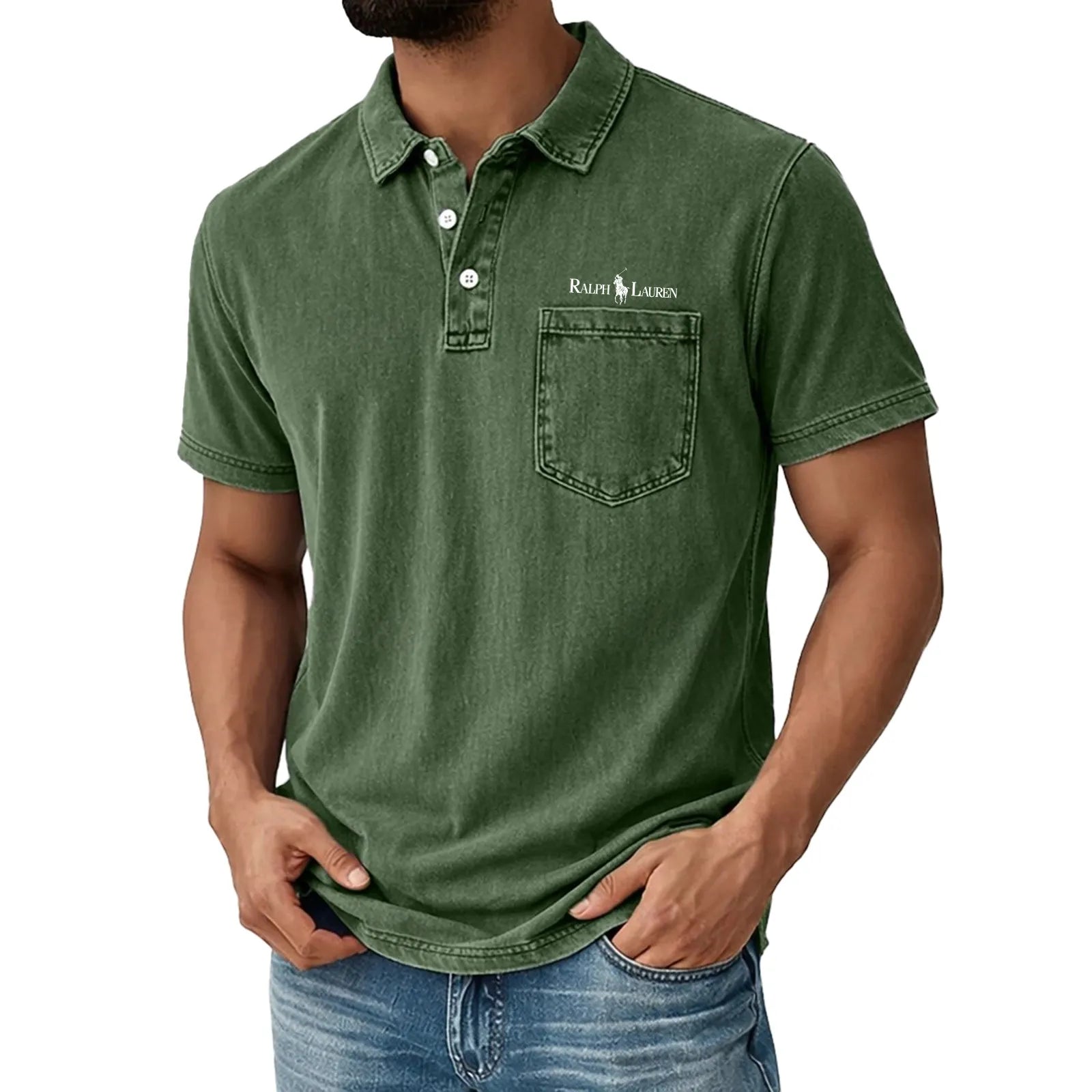 Men's Shirt Casual Shirt Denim Shirt Cotton Acid Wash Shirt