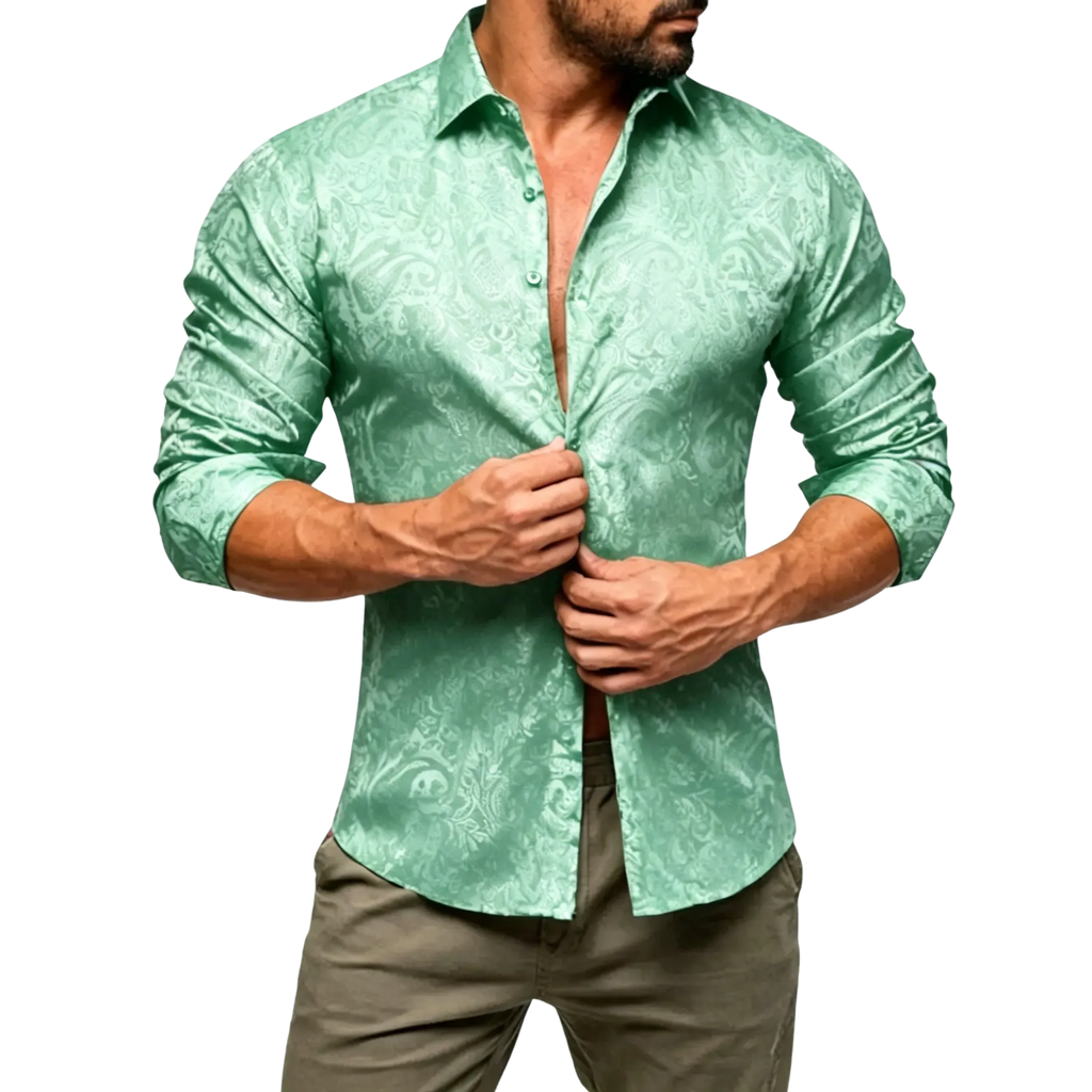 AILISUS Black Men's Paisley Shirt Business Sunscreen Anti-wrinkle Formal Shirt Button Shirt Simple Commuter Men's Summer Tops Casual Longsleeves Casual Soft Fit