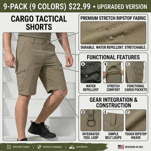 AmbushTM Cargo Lightweight, durable, quick-dry, UPF 50+ short with 9 pockets
