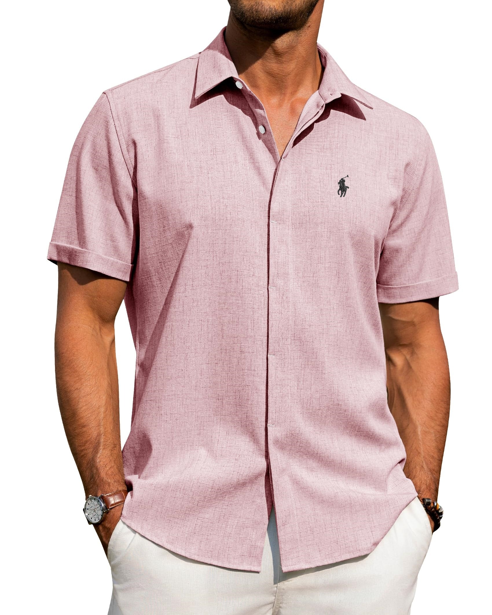 Men's Casual Cotton and Linen Shirt