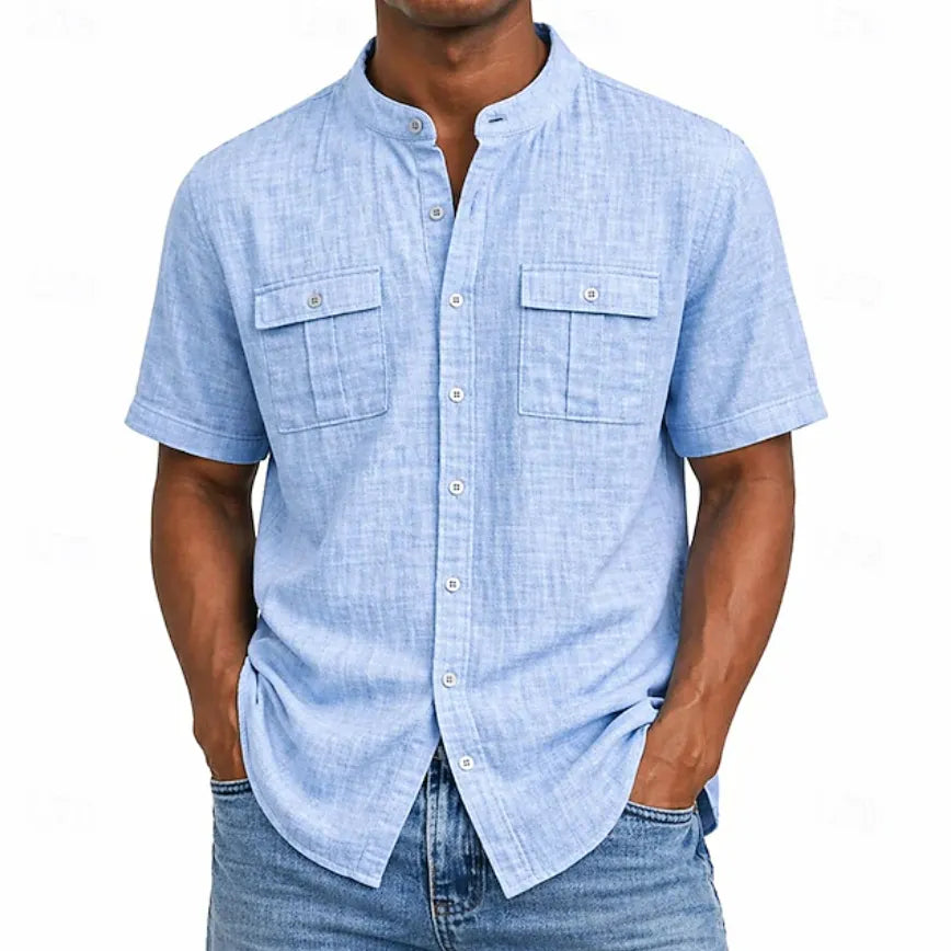 Men's Shirt Linen Shirt Summer Shirt Beach Wear Button Up Shirt Solid