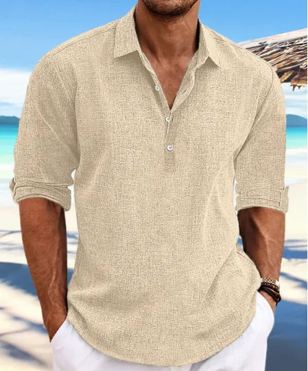Men's linen shirt, summer shirt, beachwear, solid colour, casual holiday wear