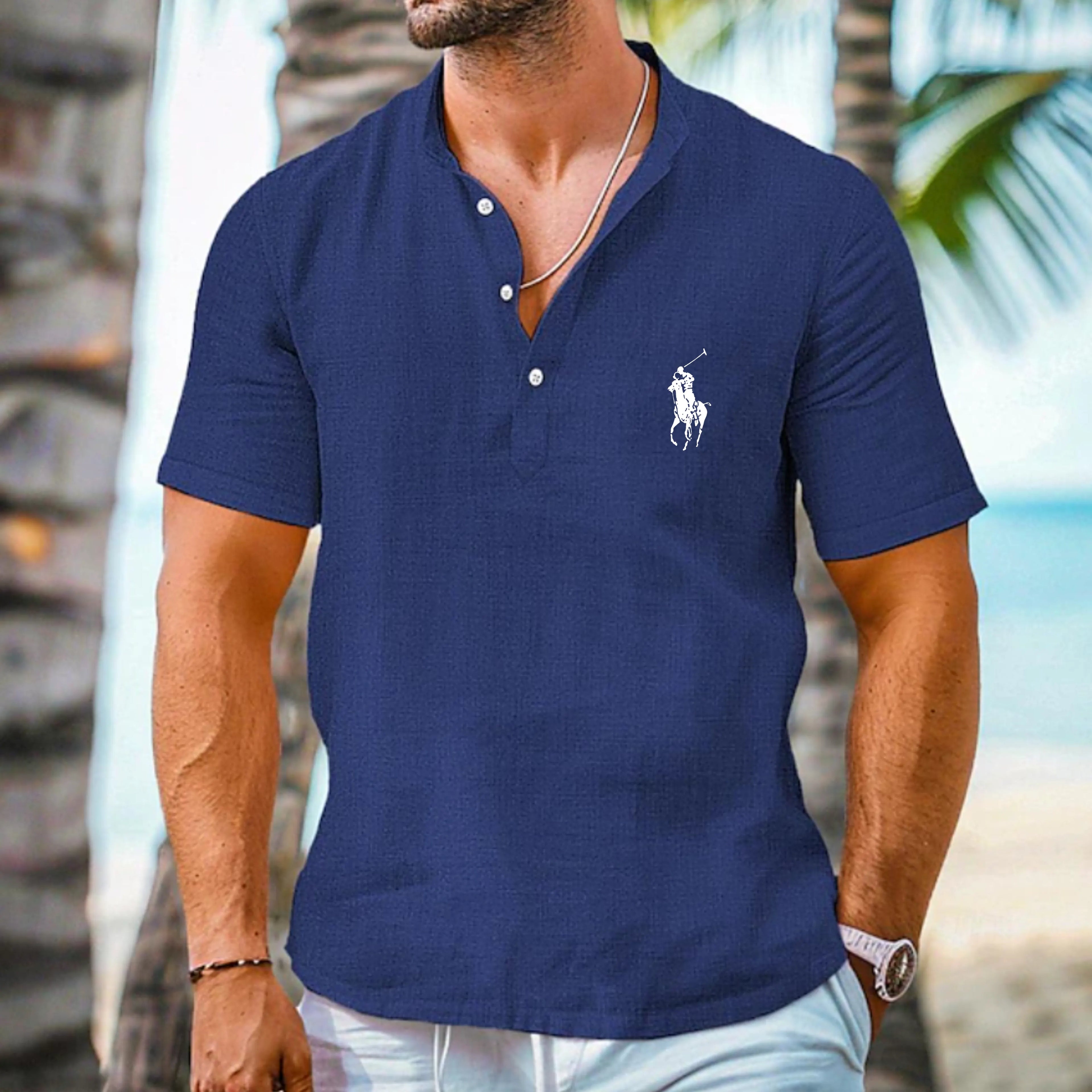Men's Shirt Linen Shirt Popover Shirt Summer Shirt