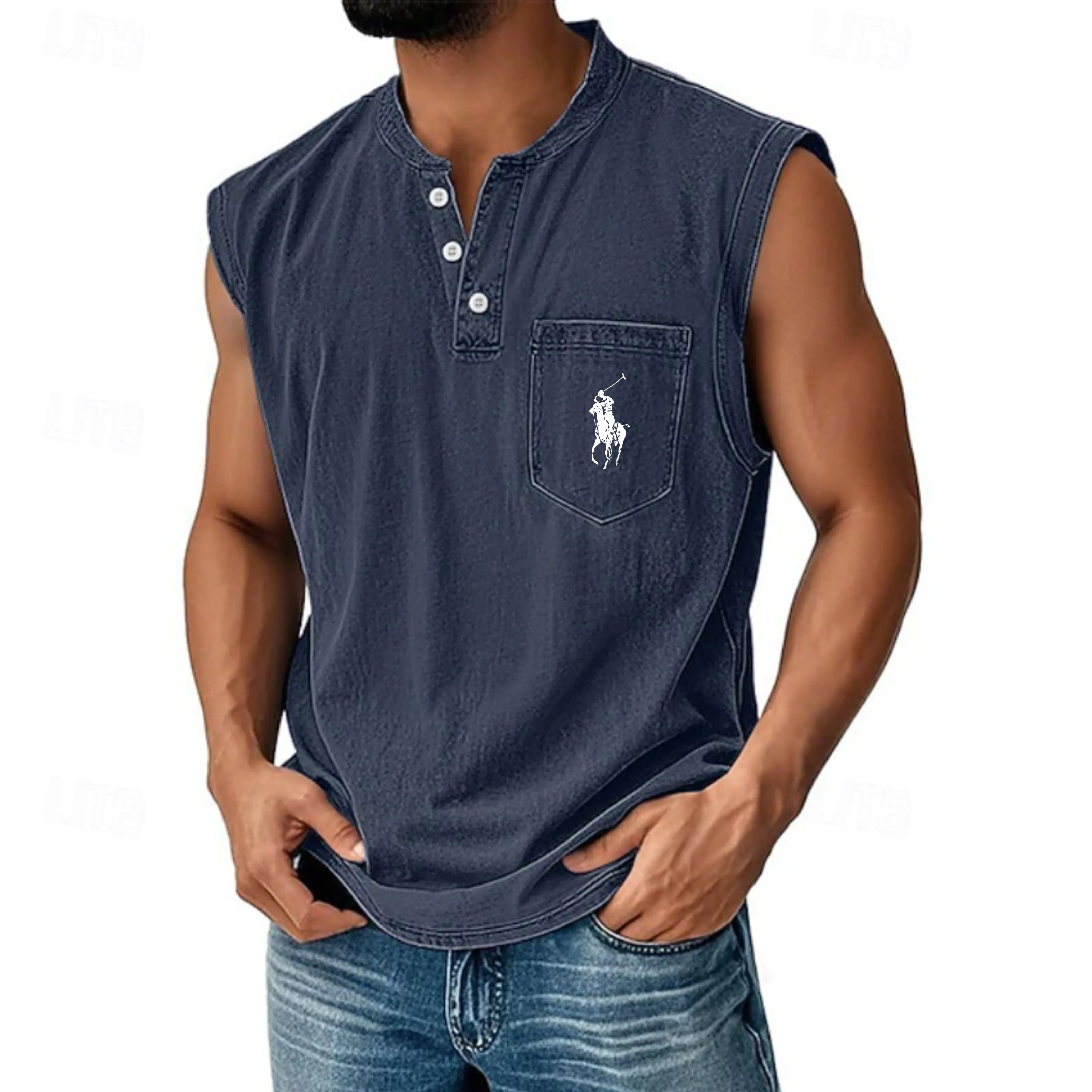 Men's Vintage Tank Top 100% Cotton Acid Wash Vest Top Undershirt Sleeveless Shirt