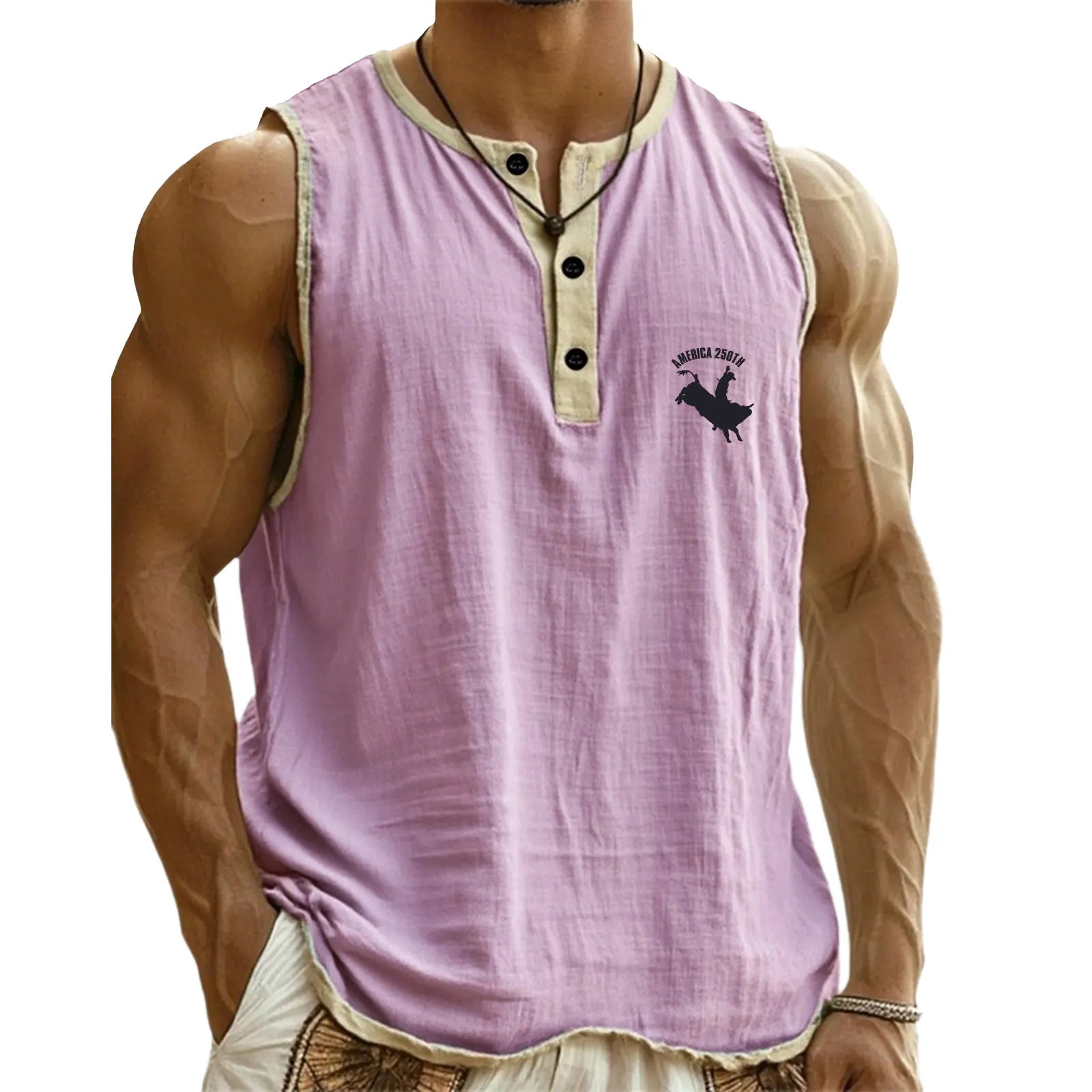 Men's Tank Top Vest Top Undershirt Sleeveless Shirt Sleeveless Henley Summer Plain