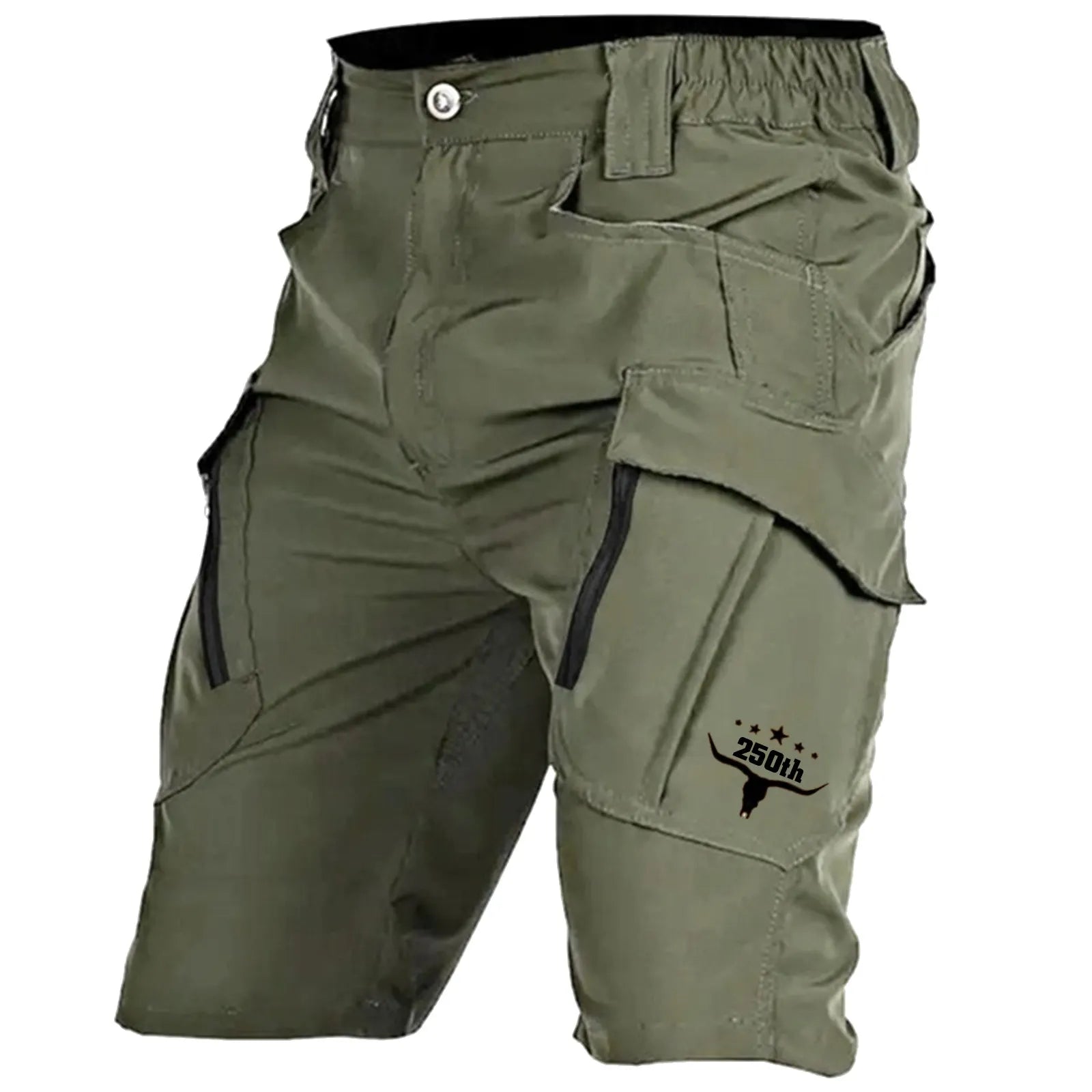 Men's Tactical Shorts, Work Shorts, Zippered Pockets, Solid Colour, Waterproof and Breathable