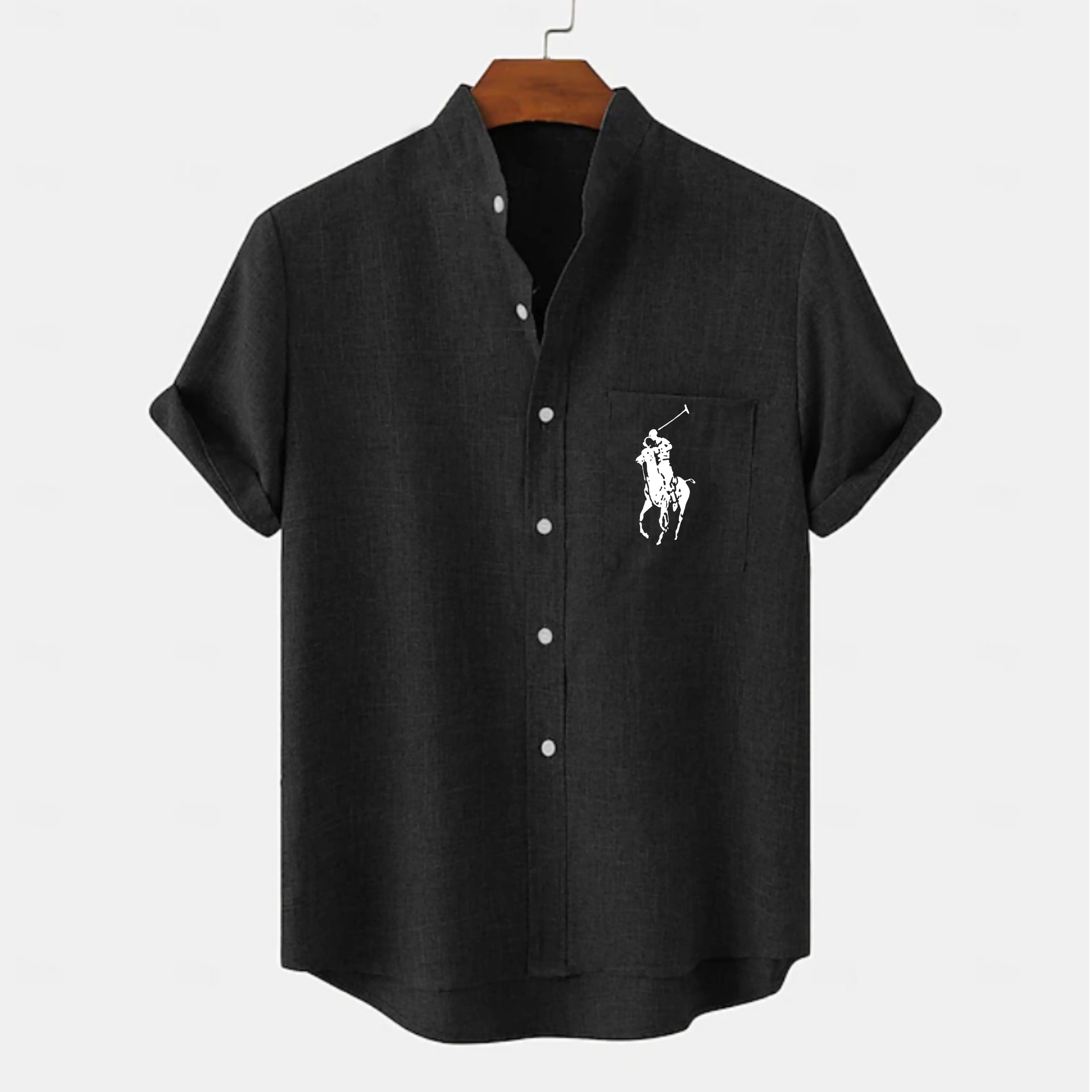Men's Linen Shirt Casual Shirt Band Collar Shirt Plain Beach Vacation