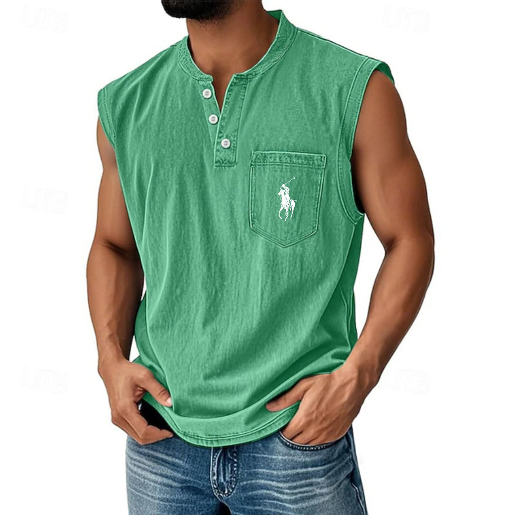 Men's Henley Shirt 100% Cotton Acid Wash Shirt T shirt