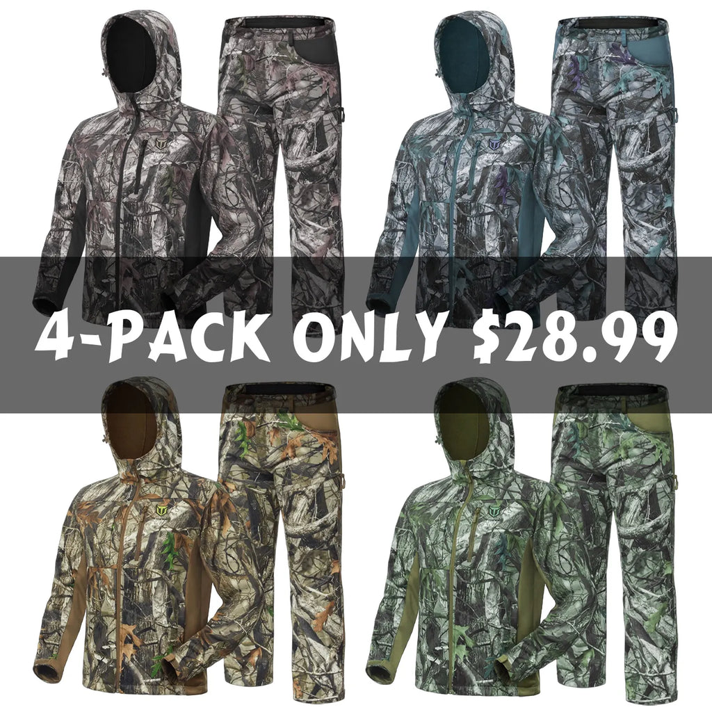 Men's Hunting Clothes,Silent Water Resistant Camo Hunting Suits