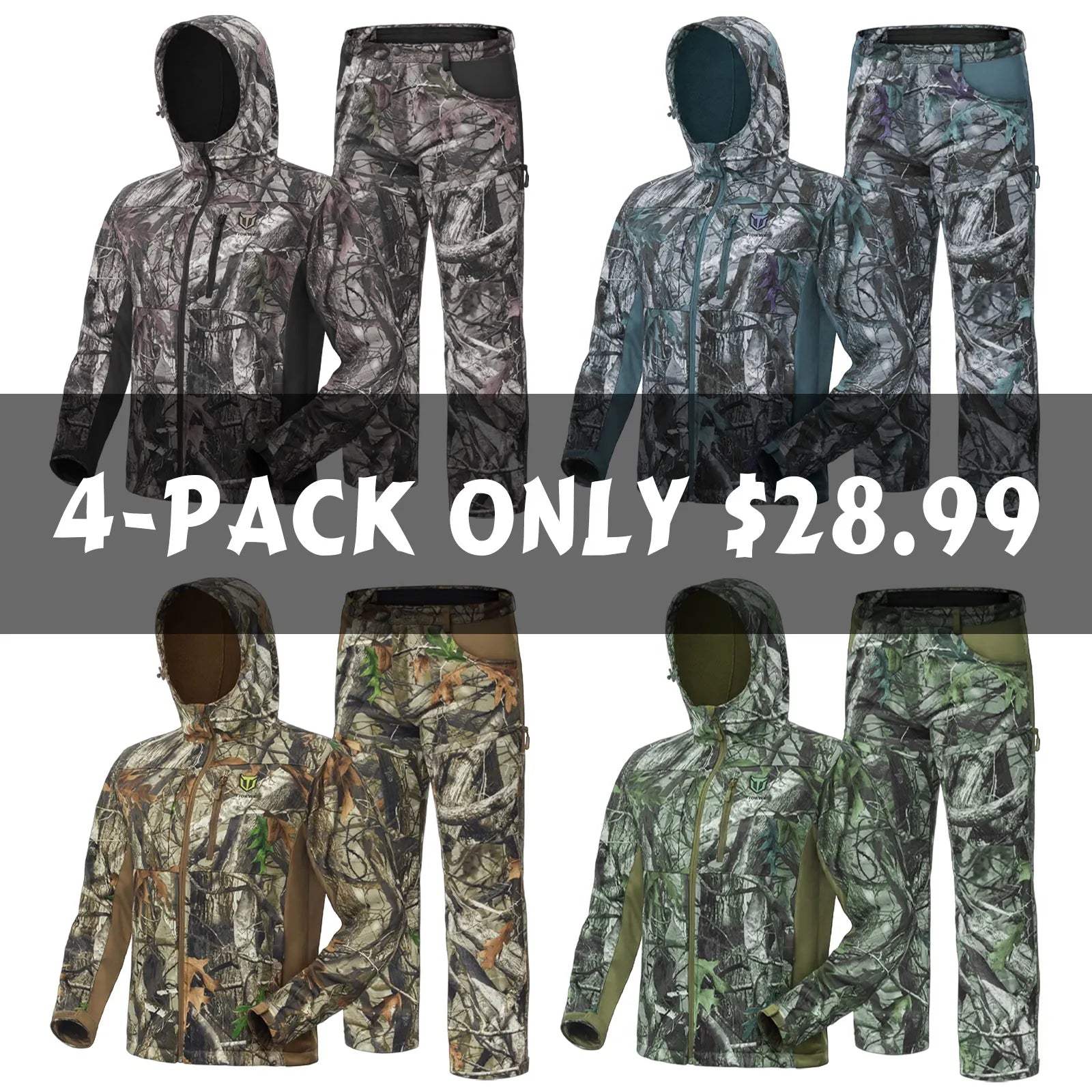 Men's Hunting Clothes,Silent Water Resistant Camo Hunting Suits