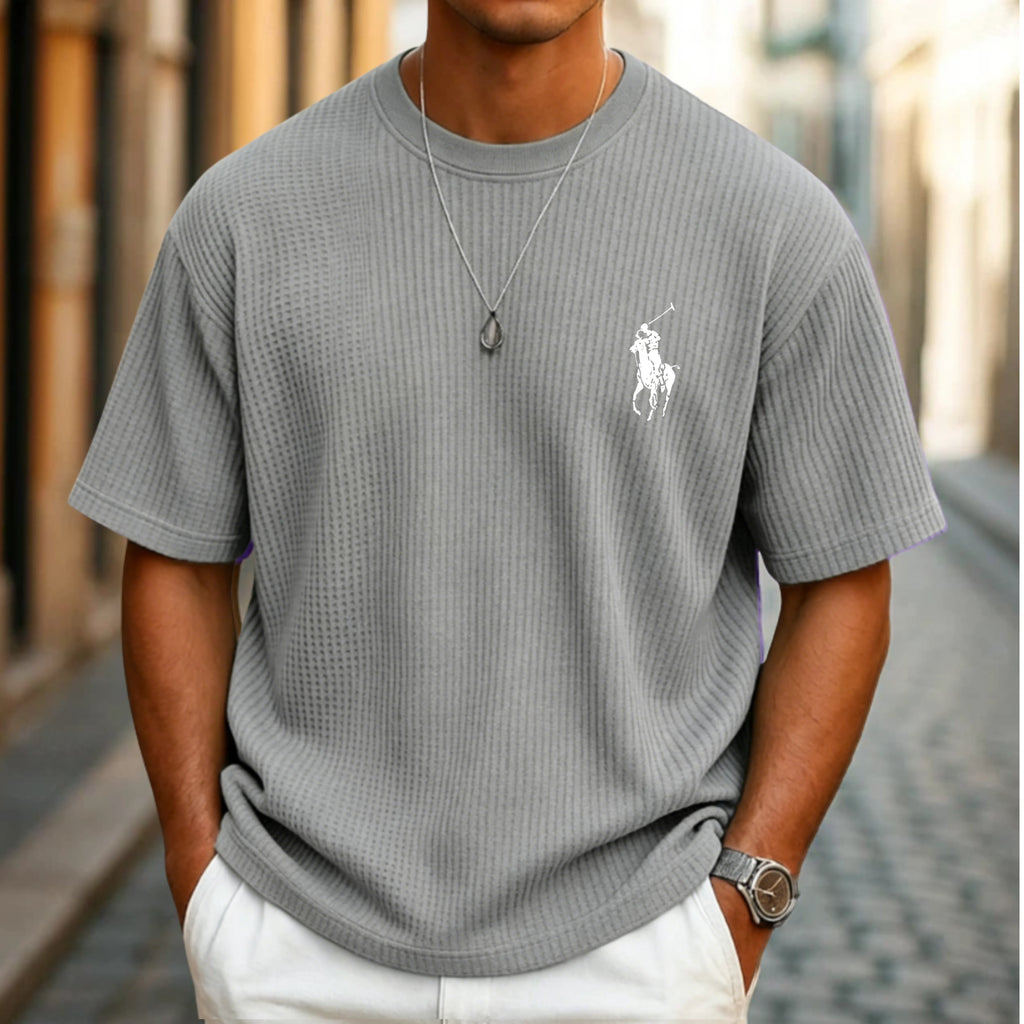 Men's Waffle T-shirt Tee Top Short Sleeve Crew Neck Summer