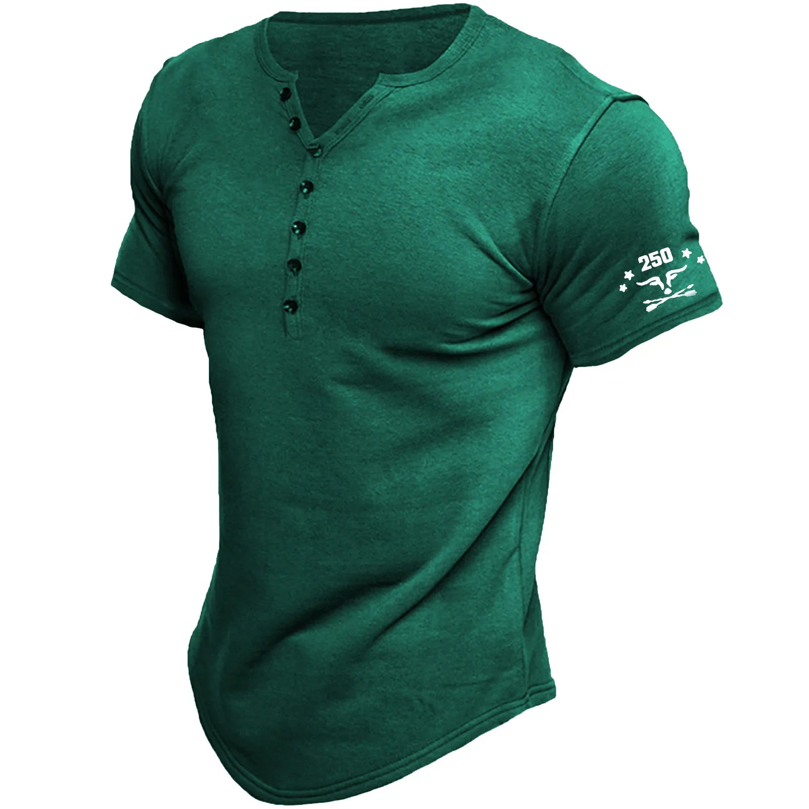 Men's T-shirt Tee Henley Top Short Sleeve Solid Color Simple Vintage Casual Button