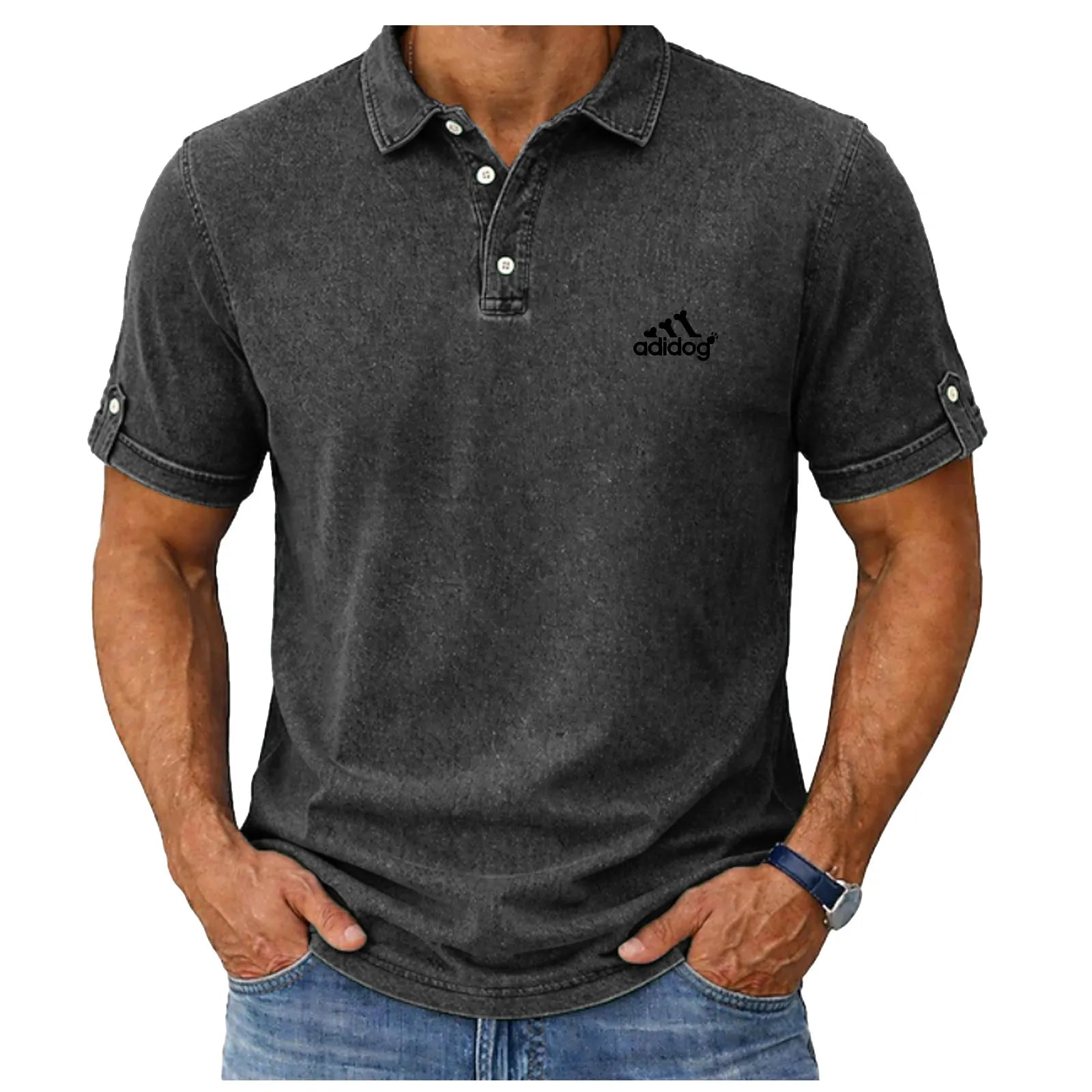 SoftFadeTM Men's Polo Shirts 100% Cotton Acid Wash Shirt Casual Holiday Lapel Short Sleeve