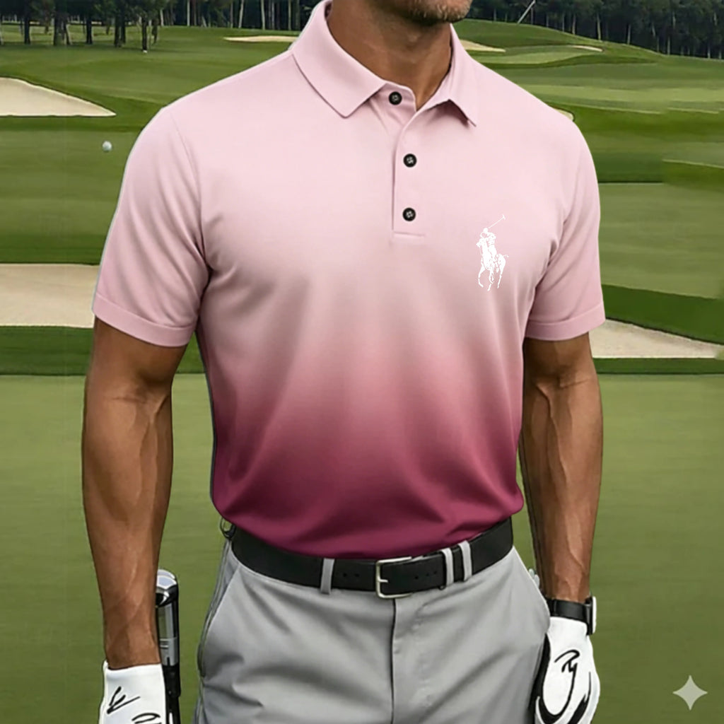 Men's Gradient Golf Sports Polo Shirts Short Sleeve Polo Shirts Collared
