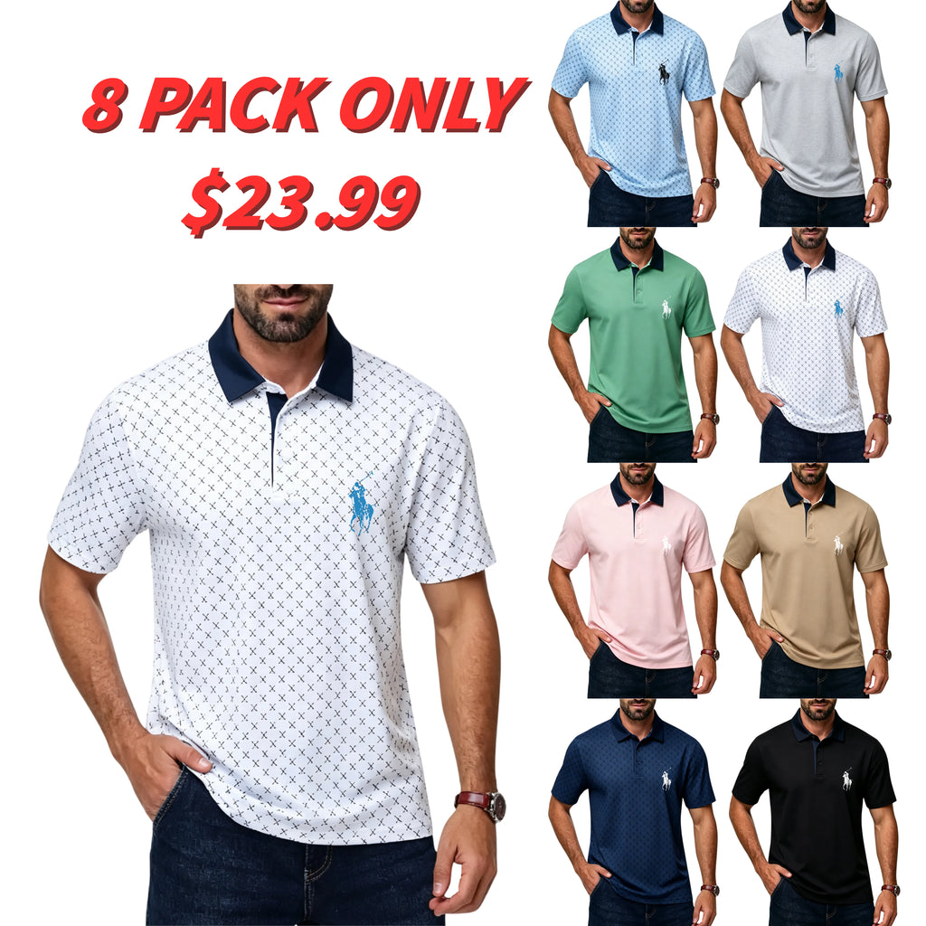 Men's Classic Polo Shirts Contrast Collar Short Sleeve Casual