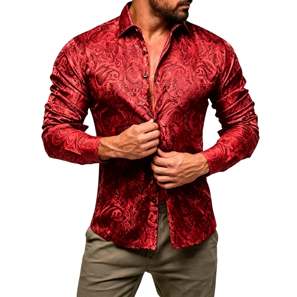 AILISUS Black Men's Paisley Shirt Business Sunscreen Anti-wrinkle Formal Shirt Button Shirt Simple Commuter Men's Summer Tops Casual Longsleeves Casual Soft Fit