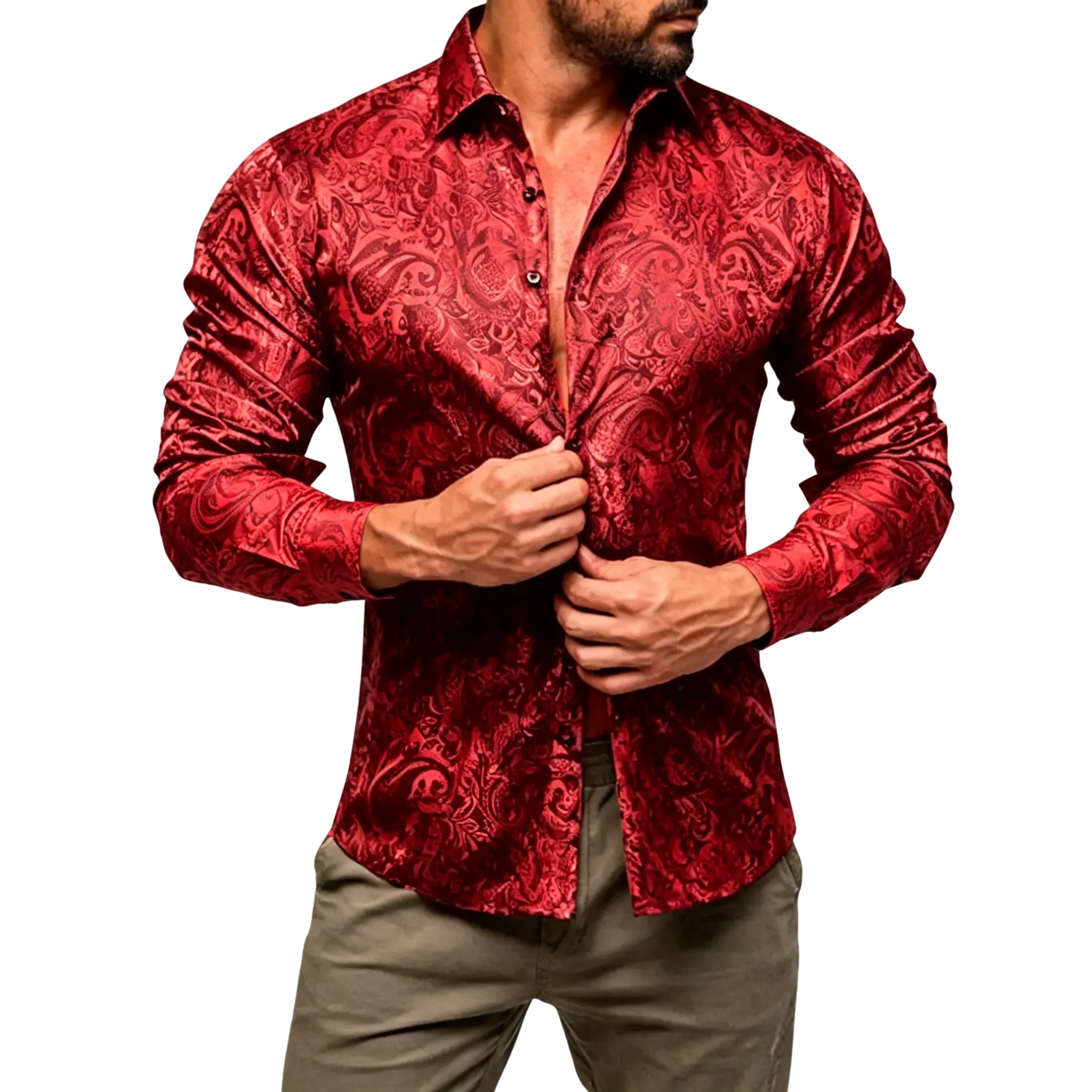 AILISUS Black Men's Paisley Shirt Business Sunscreen Anti-wrinkle Formal Shirt Button Shirt Simple Commuter Men's Summer Tops Casual Longsleeves Casual Soft Fit