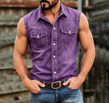 SoftFadeTM Men Shirt Casual Shirt Work Shirt Acid Wash Shirt