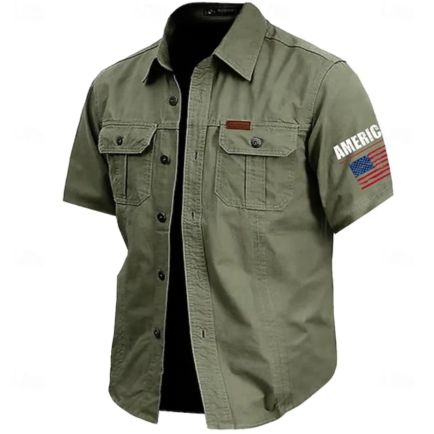 Men's 4th of July U.S. 250th Anniversary American Flag Cotton Work Shirts Western Shirt