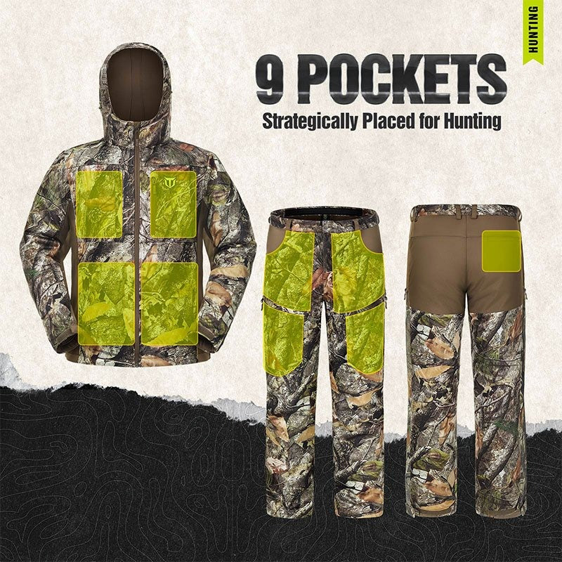 Men's Hunting Clothes,Silent Water Resistant Camo Hunting Suits