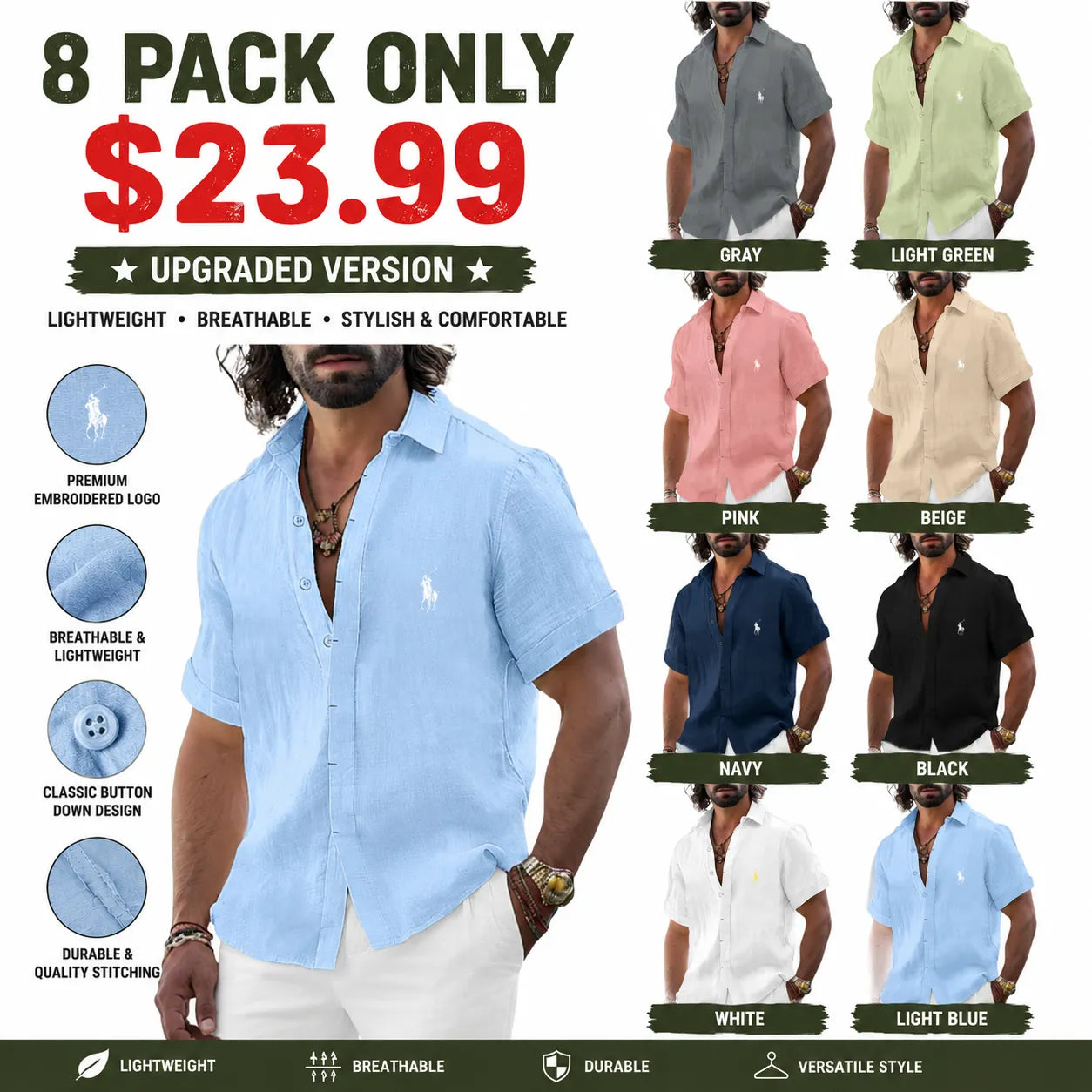 Men's Shirt Linen Shirt Summer Shirt Button Down Shirt Casual Shirt Beach Shirt Solid