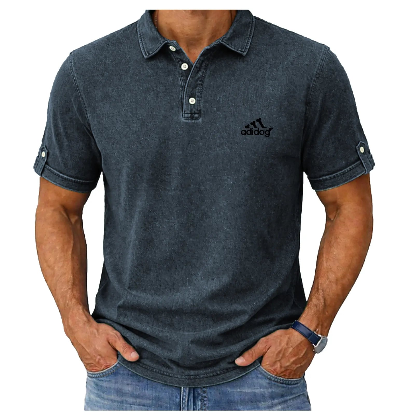 SoftFadeTM Men's Polo Shirts 100% Cotton Acid Wash Shirt Casual Holiday Lapel Short Sleeve