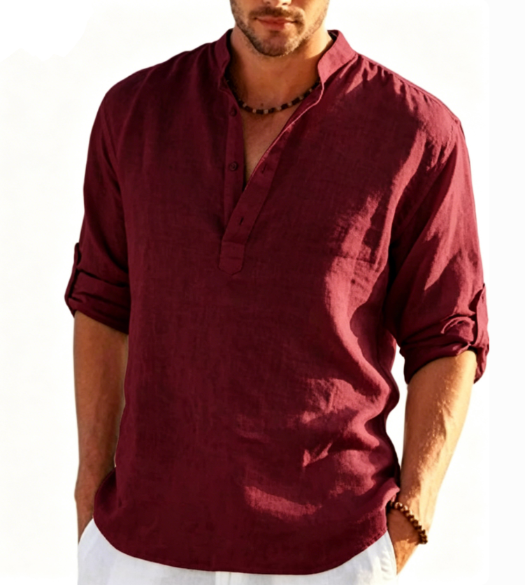 Men's hiking Henley T-shirt, outdoor quick-dry, lightweight, sweat-wicking, breathable