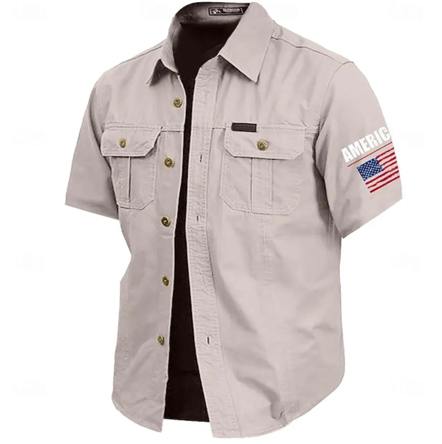 Men's 4th of July U.S. 250th Anniversary American Flag Cotton Work Shirts Western Shirt