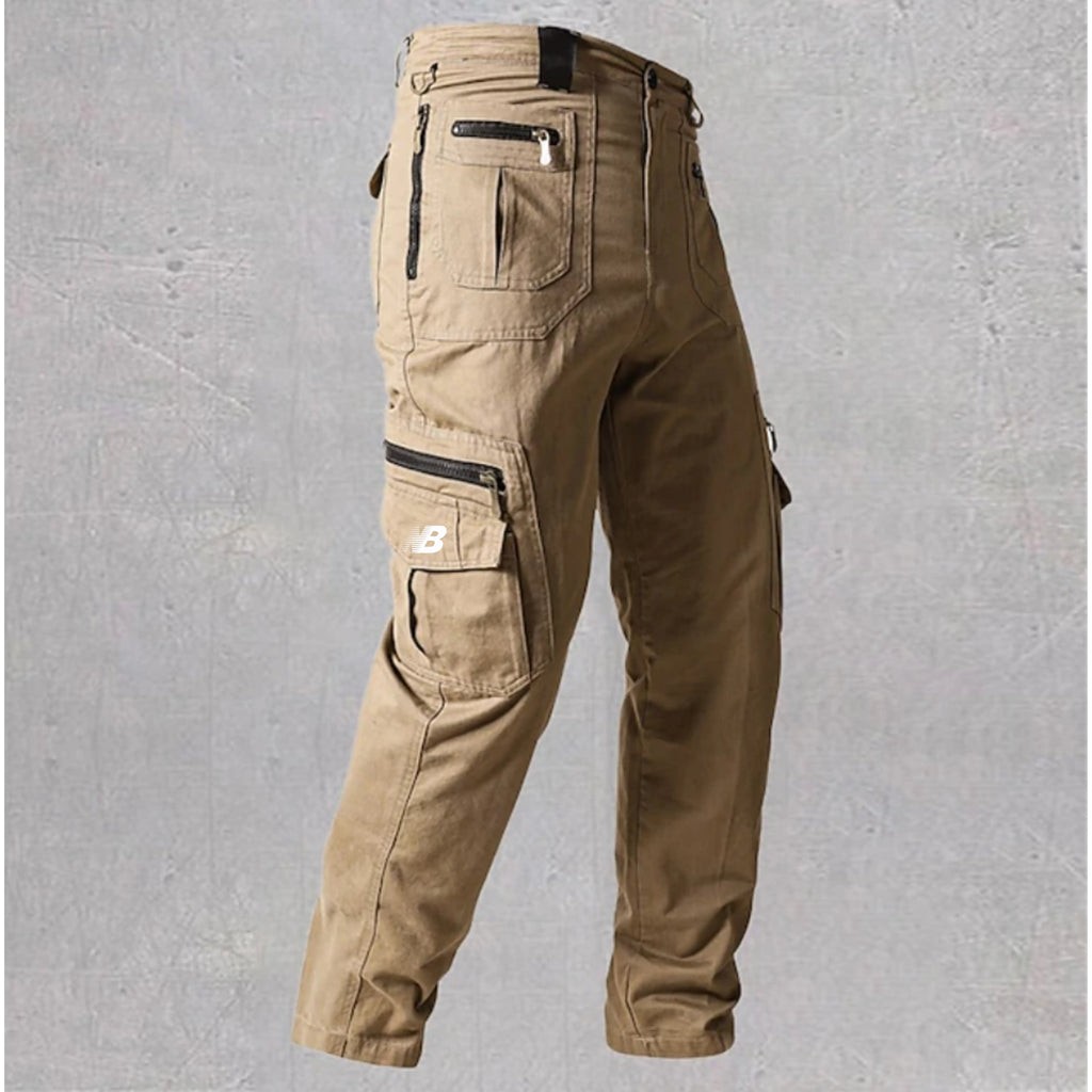 Men's work trousers  zip pockets multiple pockets  solid colour outdoor