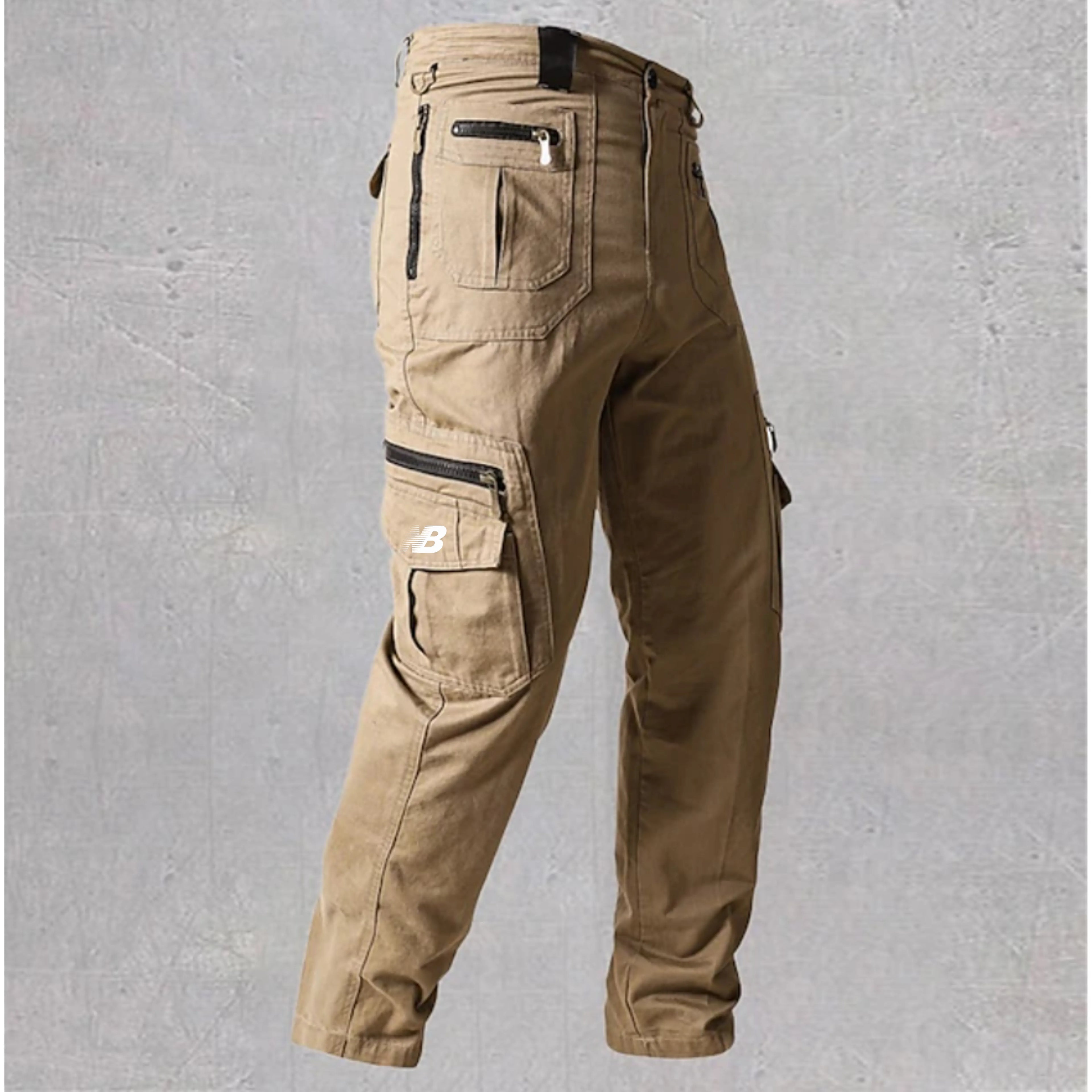 Men's work trousers  zip pockets multiple pockets  solid colour outdoor