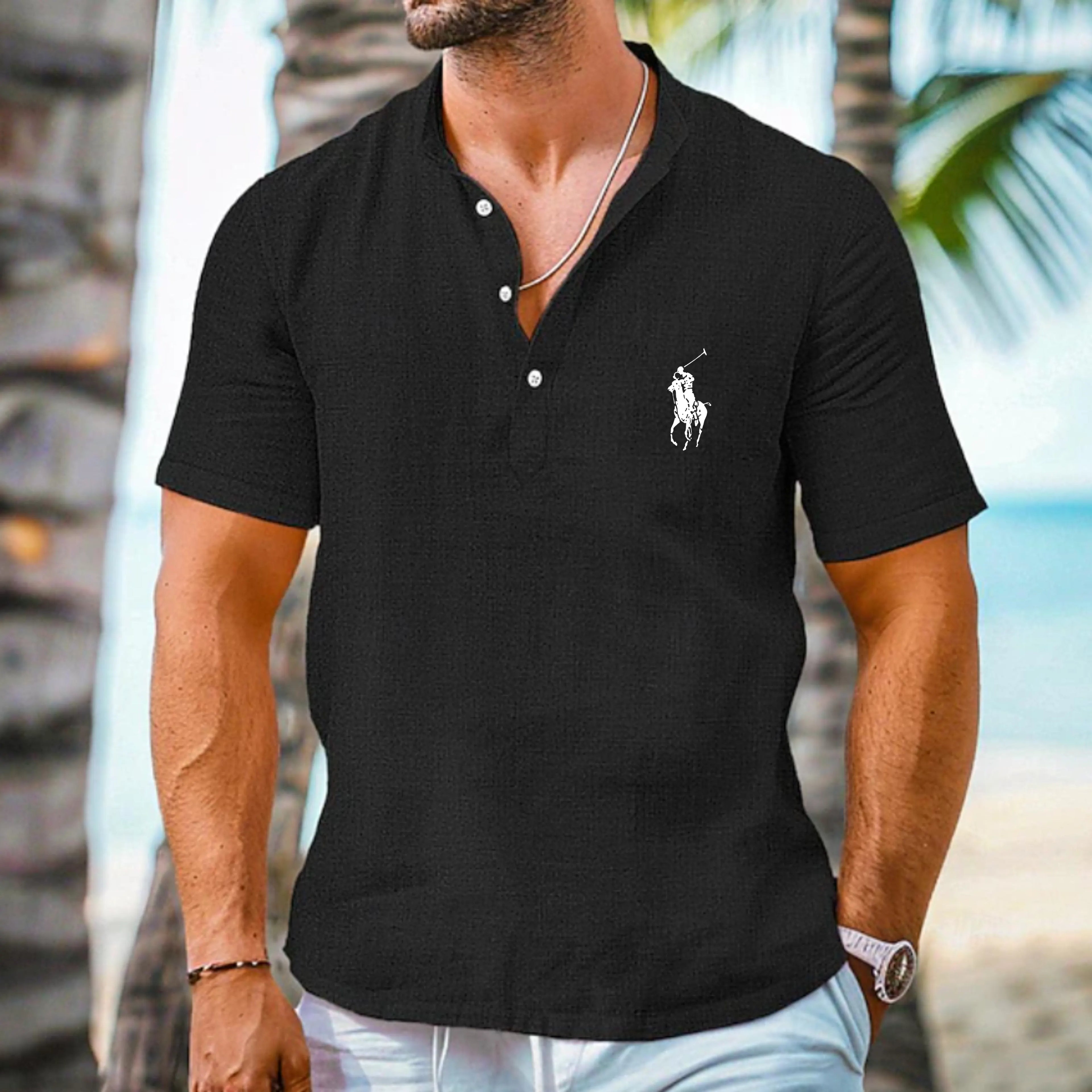 Men's Shirt Linen Shirt Popover Shirt Summer Shirt