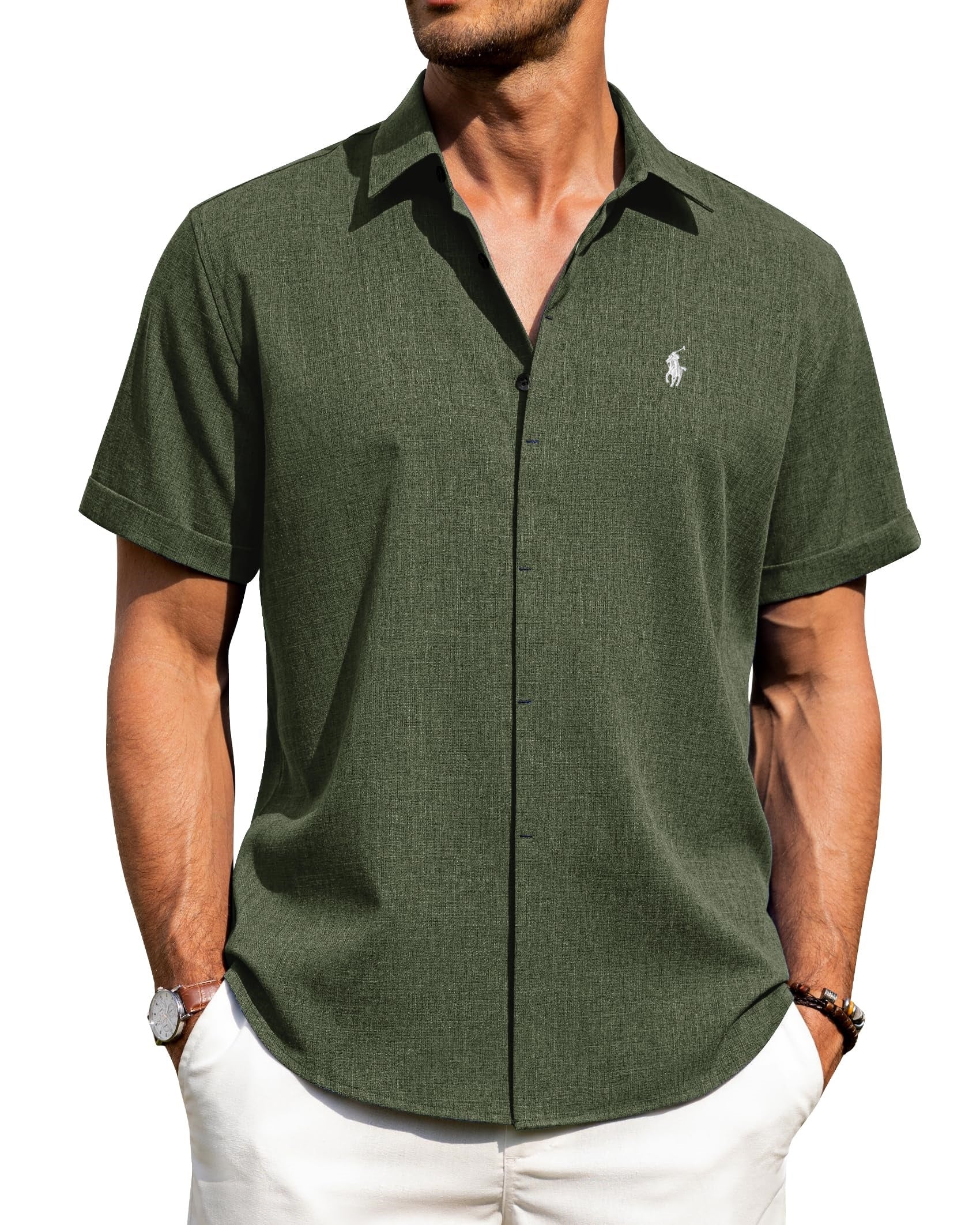 Men's Casual Cotton and Linen Shirt