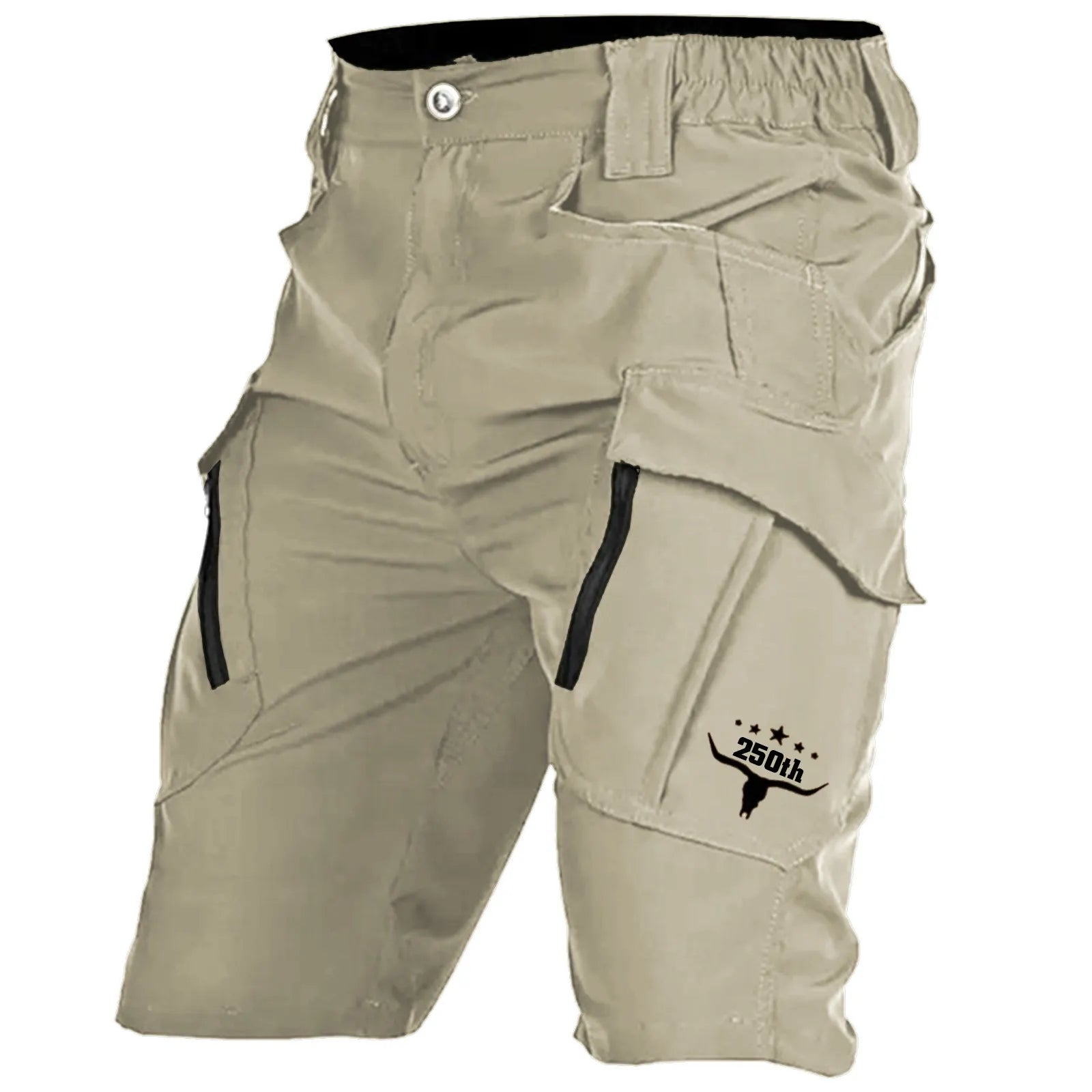 Men's Tactical Shorts, Work Shorts, Zippered Pockets, Solid Colour, Waterproof and Breathable