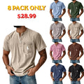 Men's Henley Shirt 100% Cotton Acid Wash Shirt T shirt Tee Short