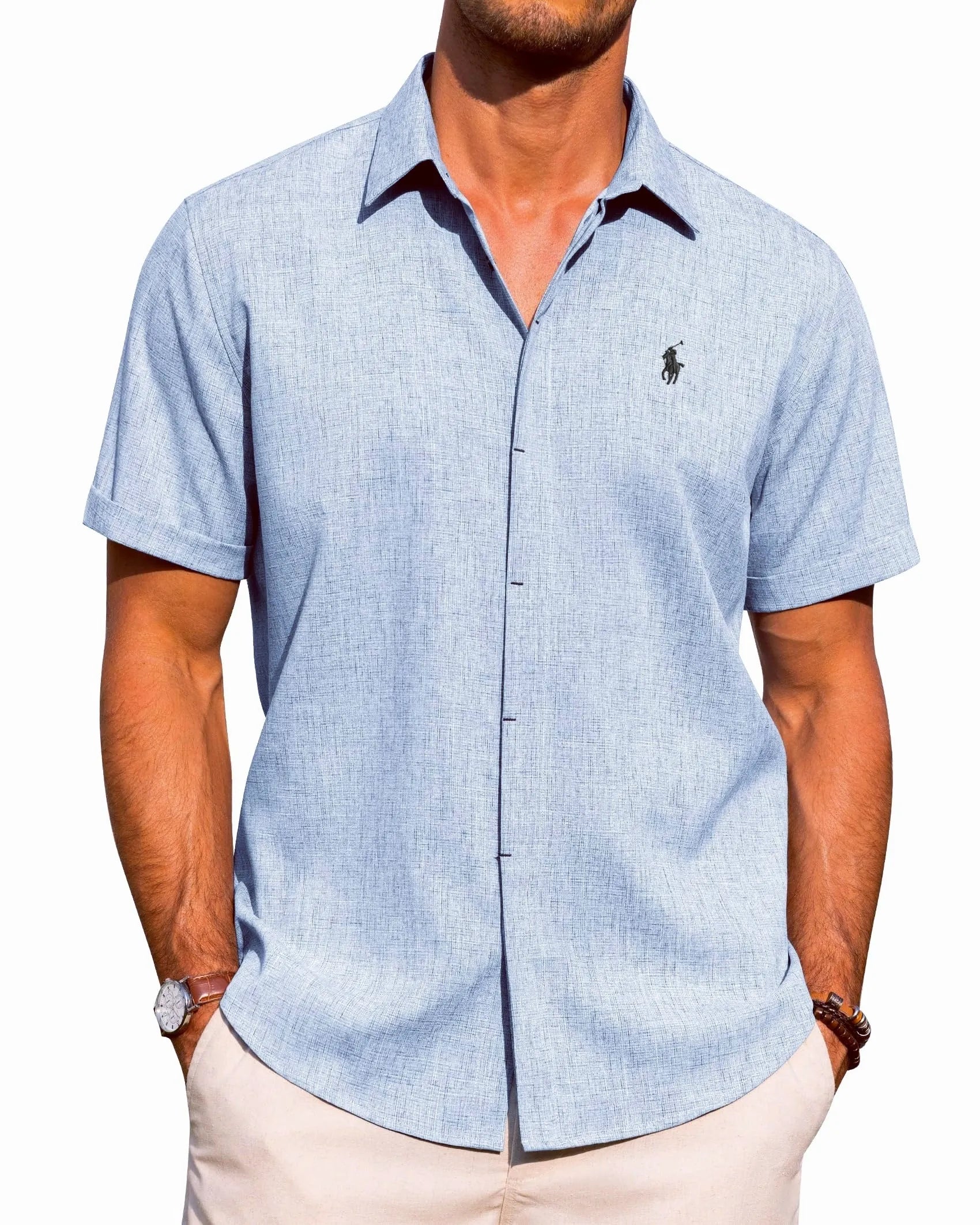 Men's Casual Cotton and Linen Shirt