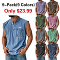 Work vest, Western vest, Casual sports outdoor vest, Henley collar button vest