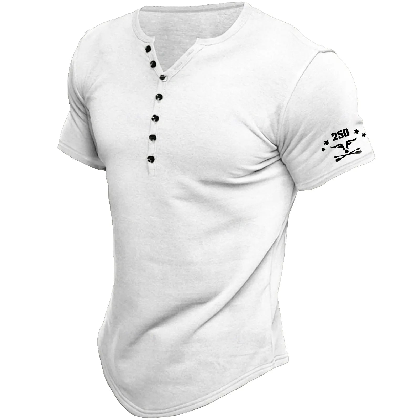 Men's T-shirt Tee Henley Top Short Sleeve Solid Color Simple Vintage Casual Button