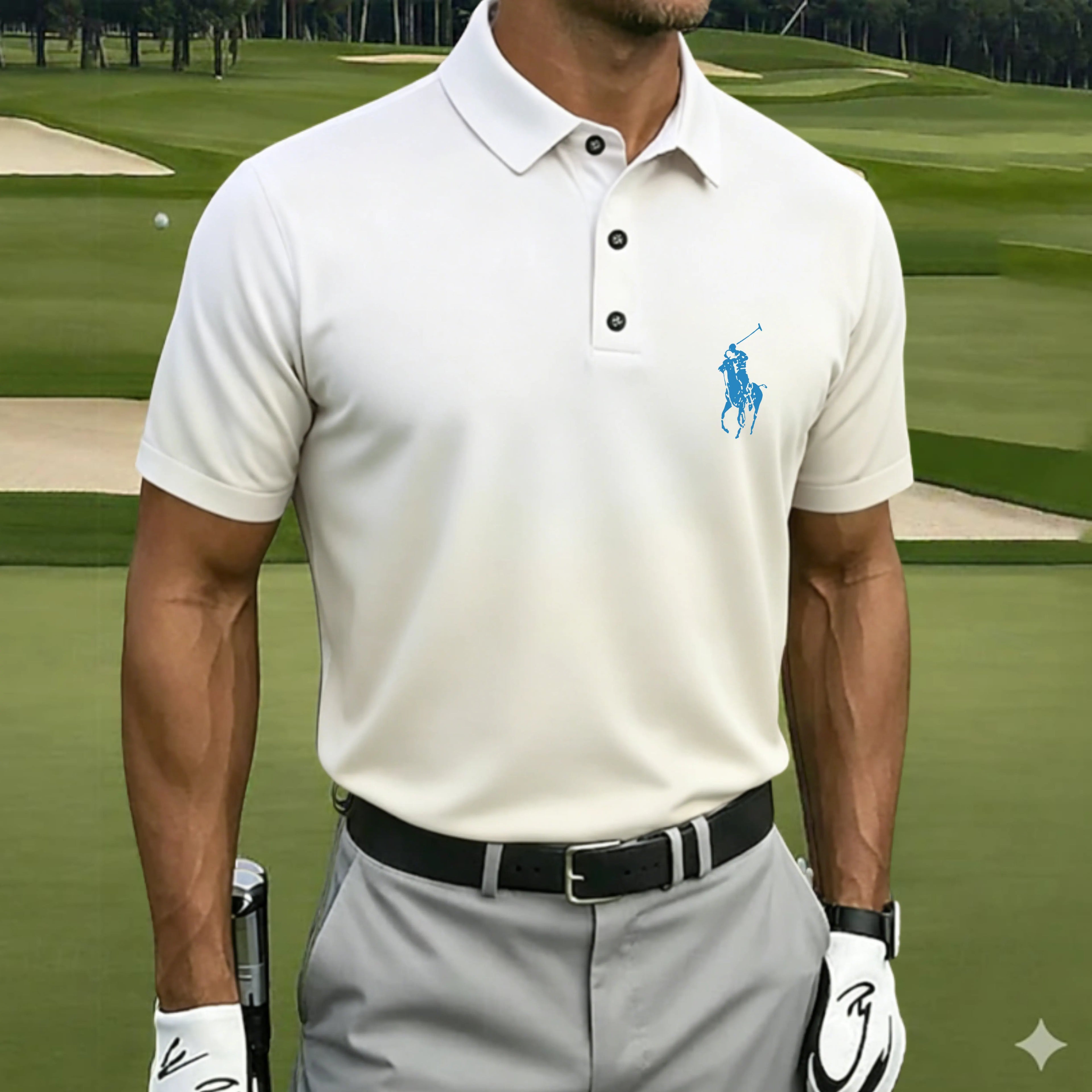 Men's Gradient Golf Sports Polo Shirts Short Sleeve Polo Shirts Collared