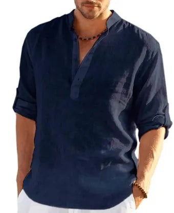 Men's hiking Henley T-shirt, outdoor quick-dry, lightweight, sweat-wicking, breathable